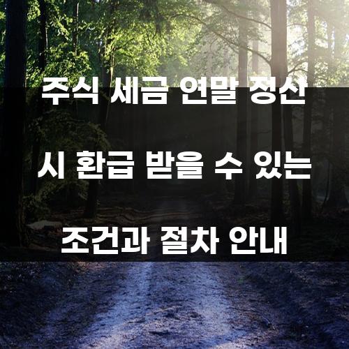 주식 세금 연말 정산 시 환급 받을 수 있는 조건과 절차 안내