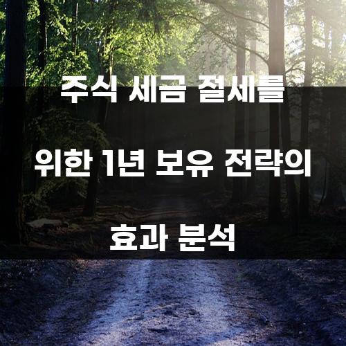 주식 세금 절세를 위한 1년 보유 전략의 효과 분석