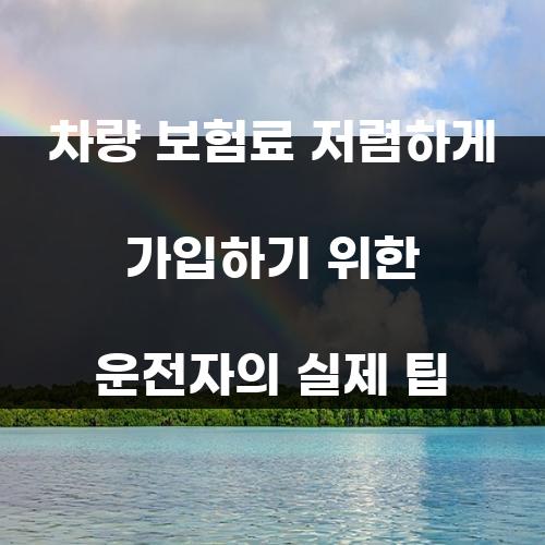차량 보험료 저렴하게 가입하기 위한 운전자의 실제 팁