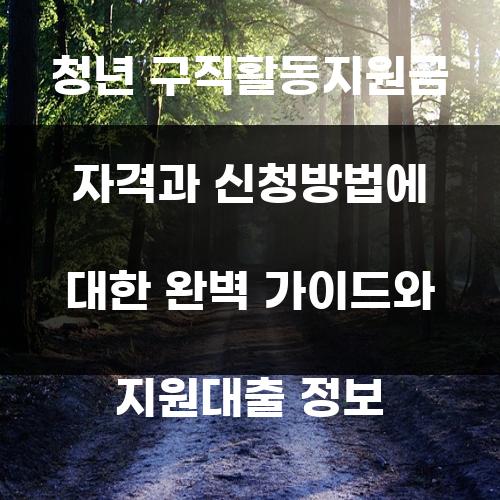 청년 구직활동지원금 자격과 신청방법에 대한 완벽 가이드와 지원대출 정보