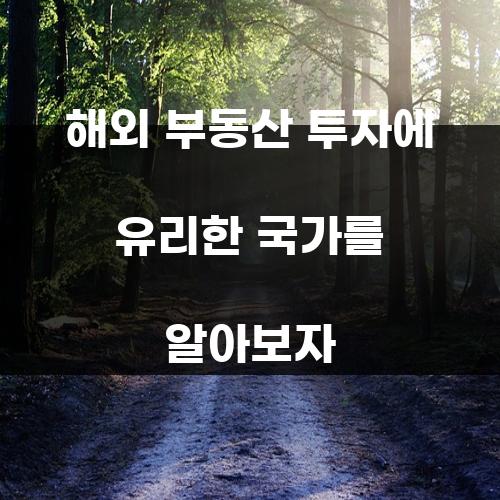 해외 부동산 투자에 유리한 국가를 알아보자