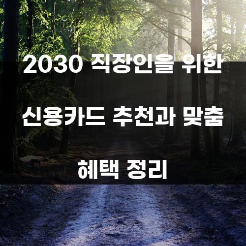 2030 직장인을 위한 신용카드 추천과 맞춤 혜택 정리