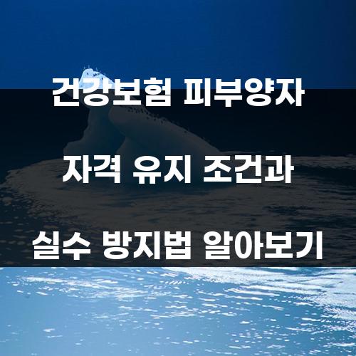 건강보험 피부양자 자격 유지 조건과 실수 방지법 알아보기