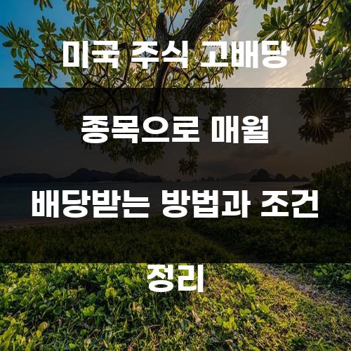 미국 주식 고배당 종목으로 매월 배당받는 방법과 조건 정리