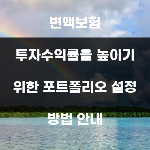 변액보험 투자수익률을 높이기 위한 포트폴리오 설정 방법 안내