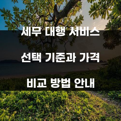 세무 대행 서비스 선택 기준과 가격 비교 방법 안내