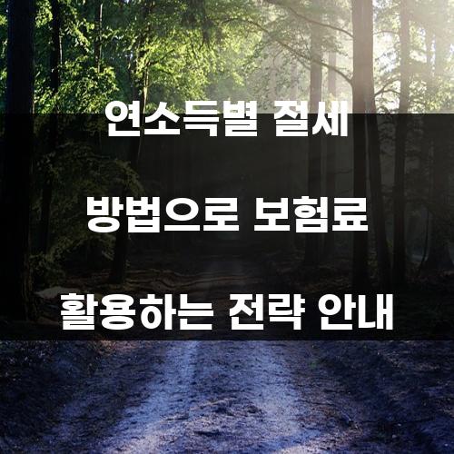 연소득별 절세 방법으로 보험료 활용하는 전략 안내