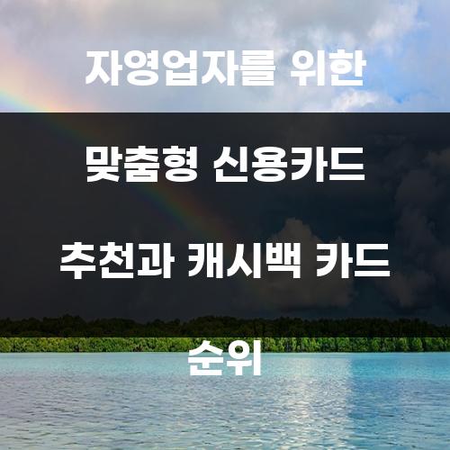 자영업자를 위한 맞춤형 신용카드 추천과 캐시백 카드 순위