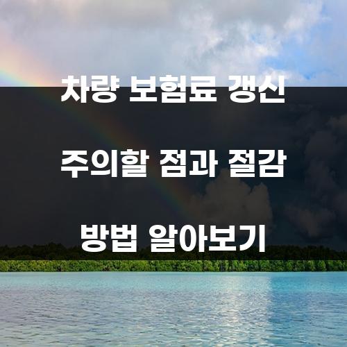 차량 보험료 갱신 주의할 점과 절감 방법 알아보기