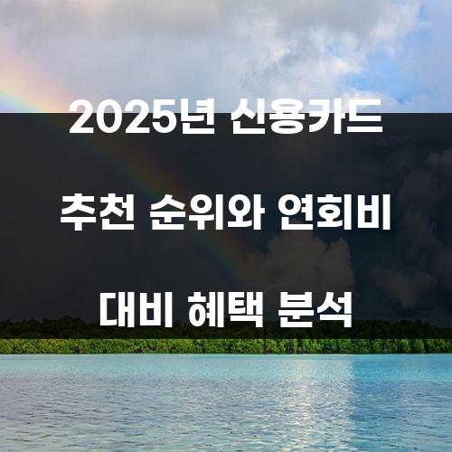 2025년 신용카드 추천 순위와 연회비 대비 혜택 분석