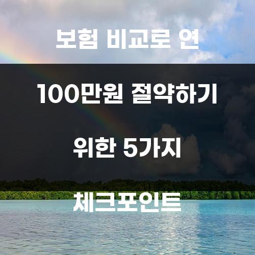보험 비교로 연 100만원 절약하기 위한 5가지 체크포인트