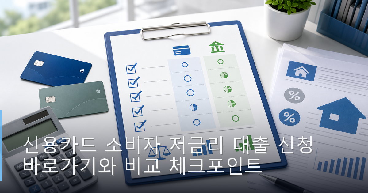 신용카드 소비자 저금리 대출 신청 바로가기와 비교 체크포인트