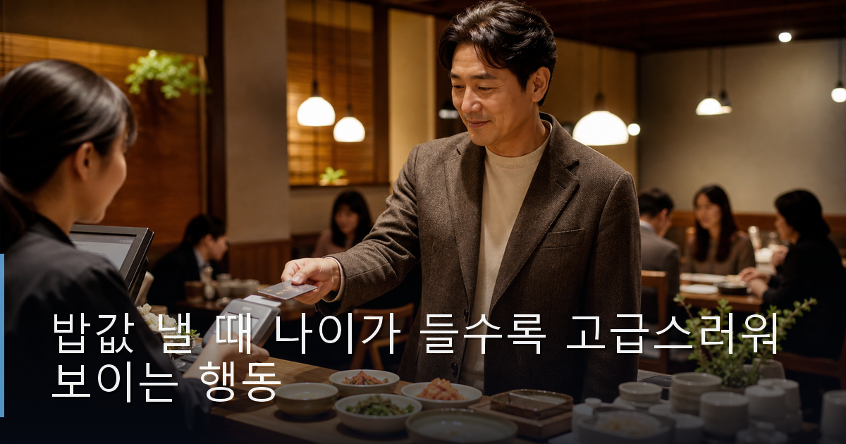 밥값 낼 때 나이가 들수록 고급스러워 보이는 행동